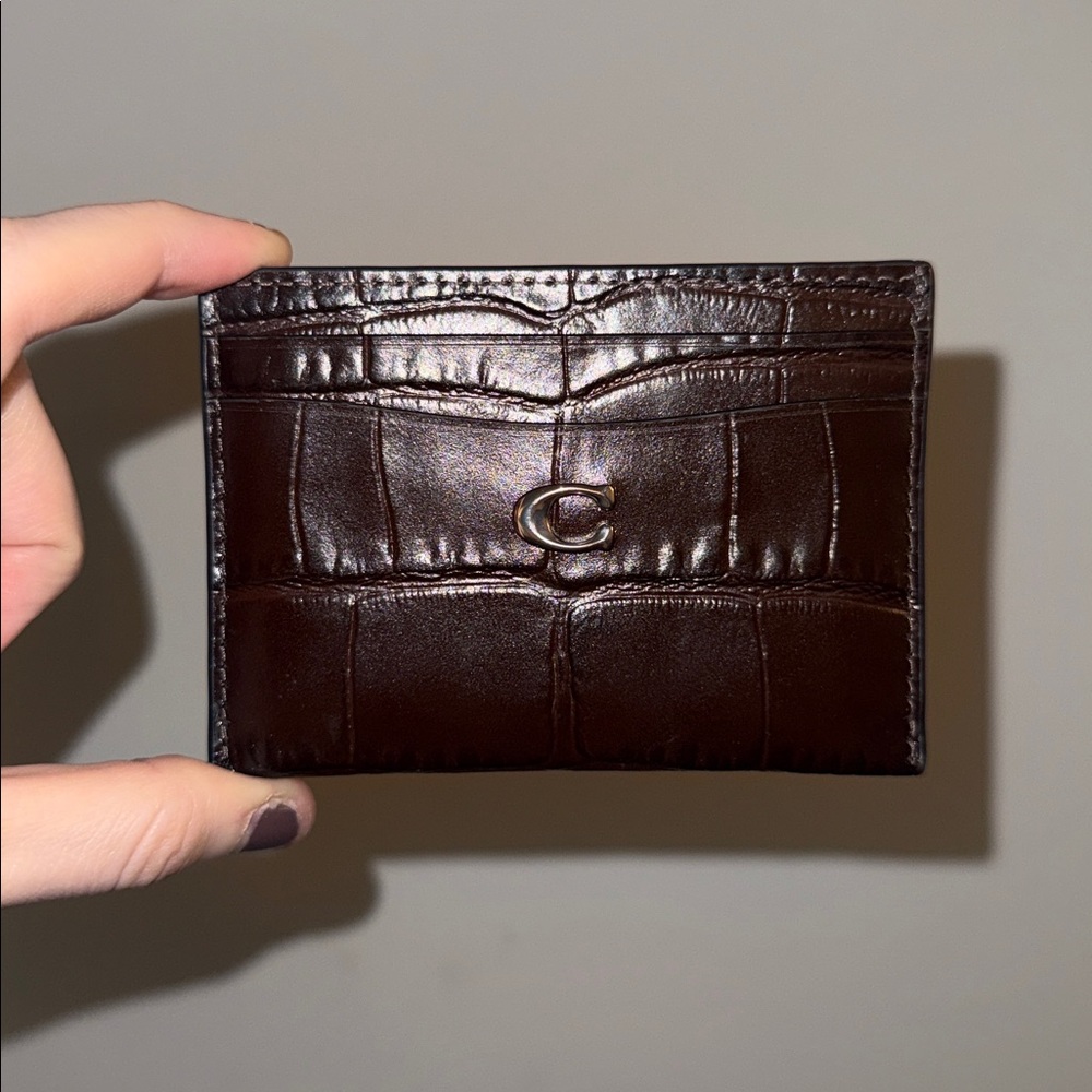 COACH Essential Croc Embossed Leather Card Case